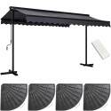 Set motorisierte Doppelmarkise Doppeldach (3 x 4 m) + 4 beschwerten Platten 