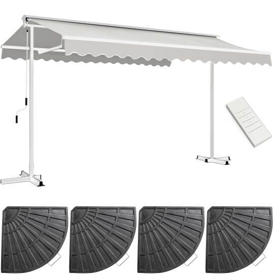 Set motorisierte Doppelmarkise Doppeldach (3 x 4 m) + 4 beschwerten Platten