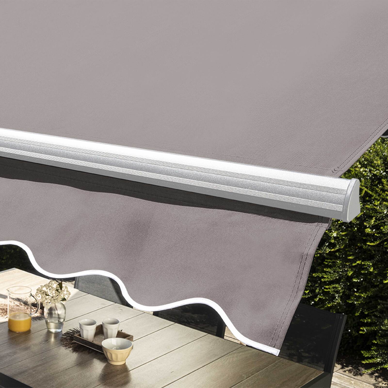 Set motorisierte Doppelmarkise Doppeldach (3 x 4 m) + 4 beschwerten Platten 