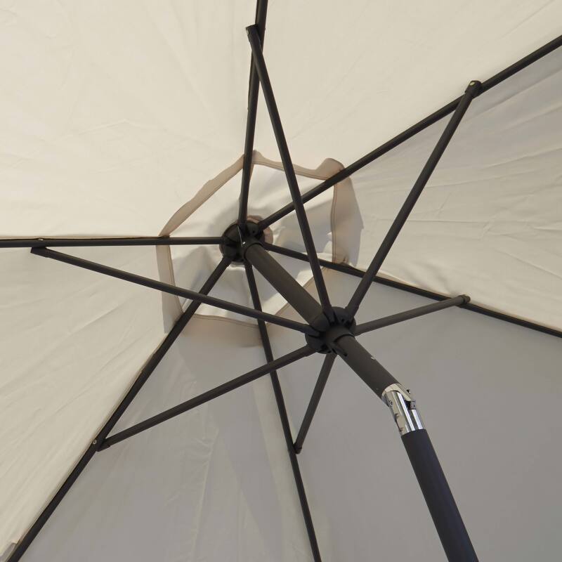 Gerade neigbares Sonnenschirm-Set (Ø3 m) mit Klappfuß + 4 beschwerten Platten (4/6)