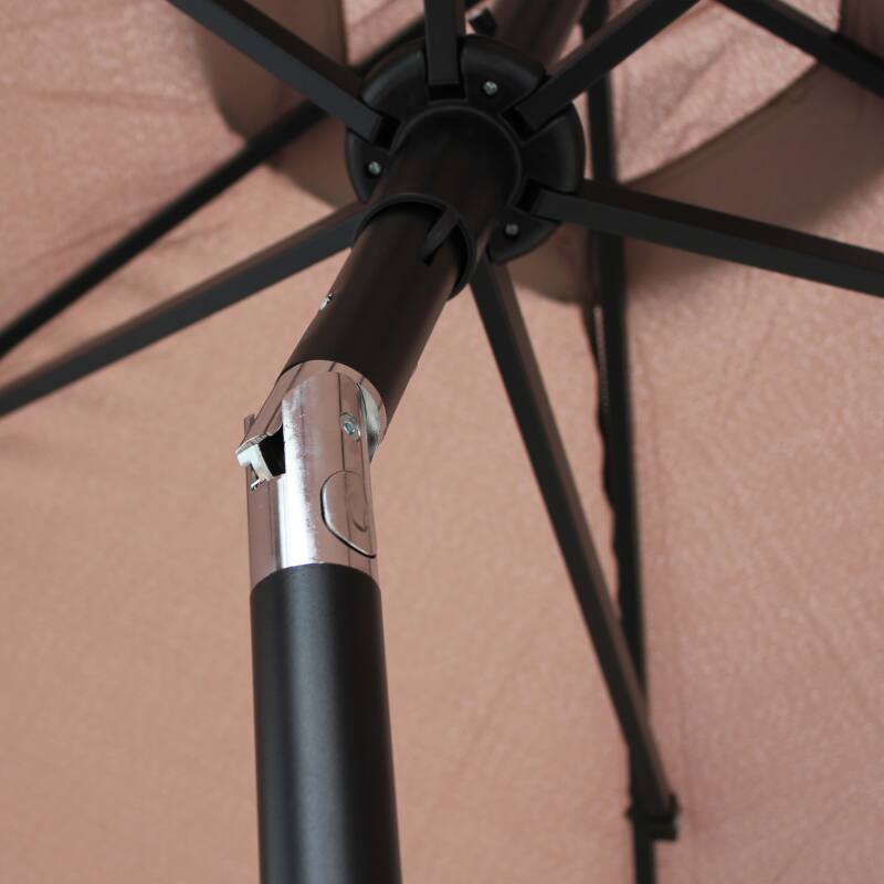 Gerade neigbares Sonnenschirm-Set (Ø3 m) mit Klappfuß + 4 beschwerten Platten (4/6)