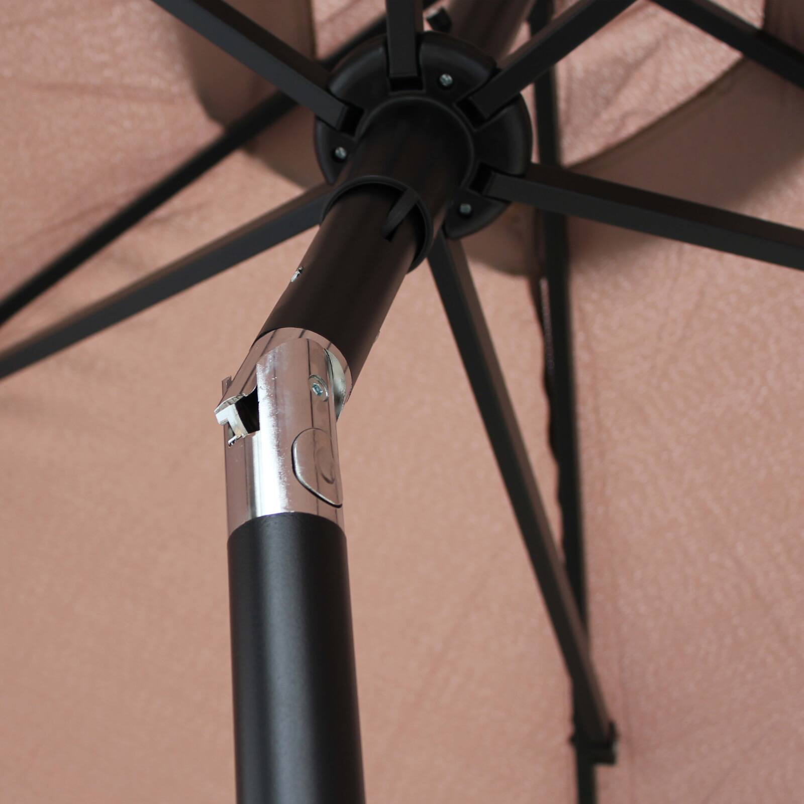 Gerade neigbares Sonnenschirmset (Ø3m) mit Klappfuß + 4 befüllbaren Gewichtsplatten