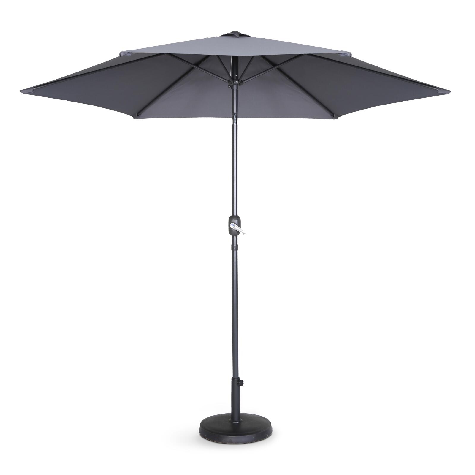 Gerade neigbares Sonnenschirmset (Ø3m) mit Klappfuß + 4 befüllbaren Gewichtsplatten