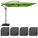 Set aus Quadratischer Ampelschirm(3 x 3 m) + 4 befüllbare Gewichtsplatten 