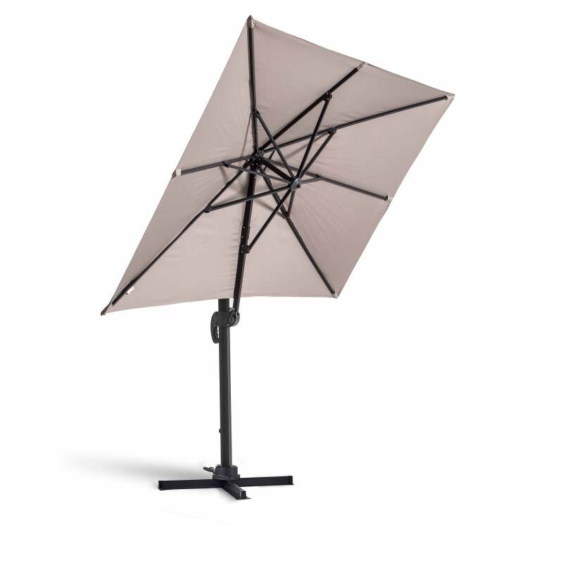 Set aus Sonnenschirm kippbar, 360 Grad drehbar (2 x 3m) + 4 beschwerte Platten