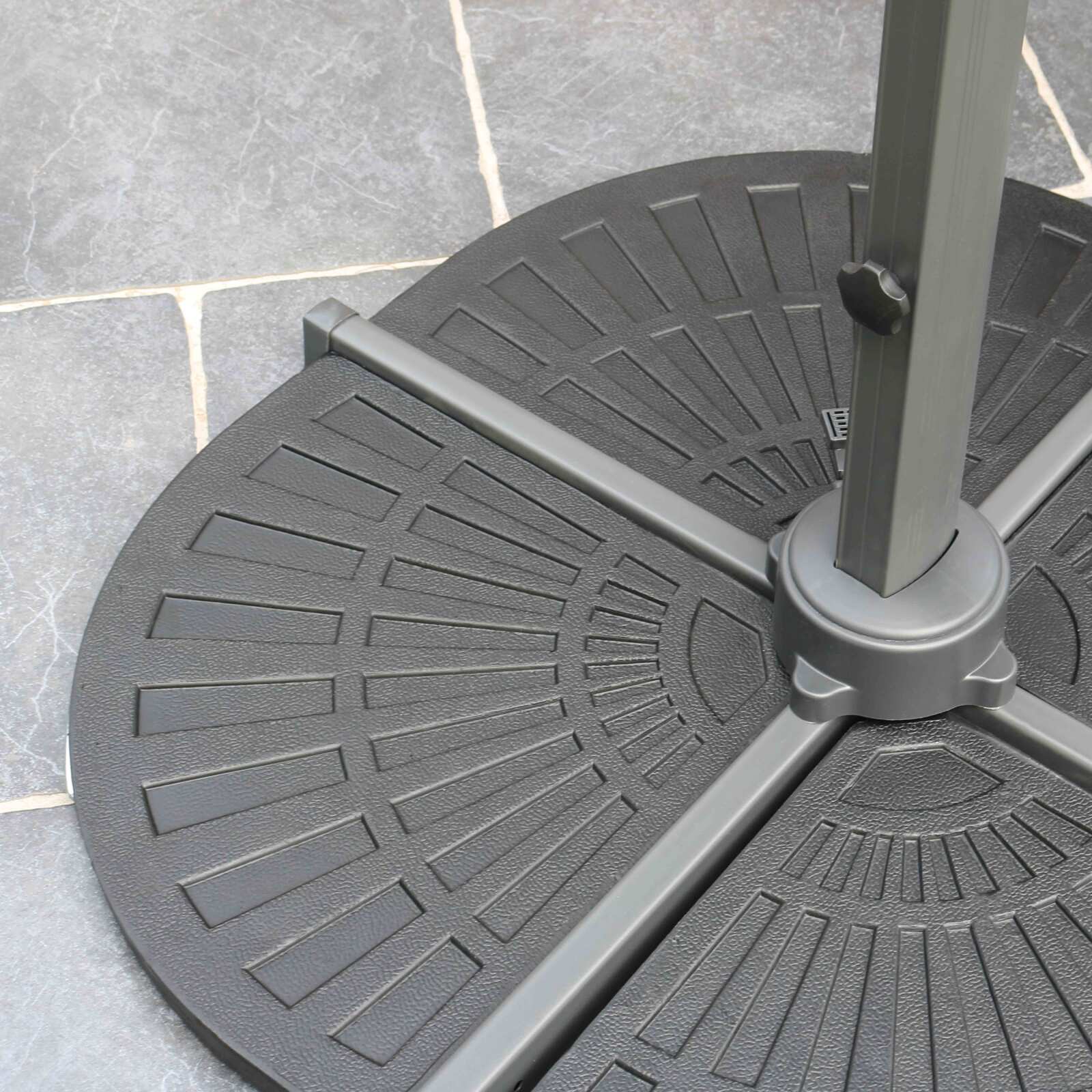 Set aus Sonnenschirm kippbar, 360 Grad drehbar (2 x 3m) + 4 beschwerte Platten 