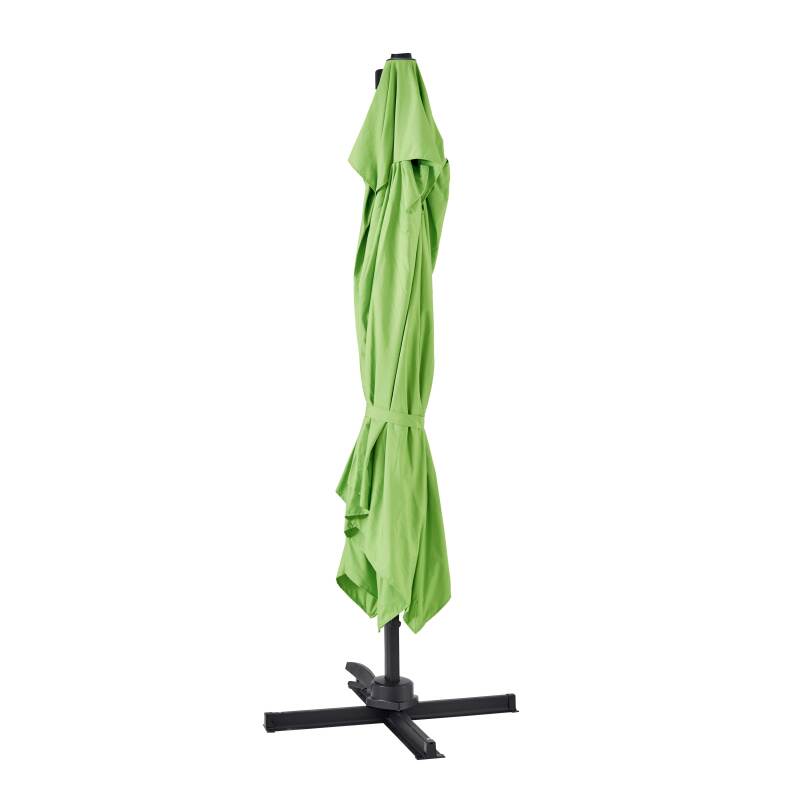 Rechteckiges, versetztes Sonnenschirm-Set, drehbar um 360° (2 x 3 m) + Ballastplatte auf Rädern 100 l