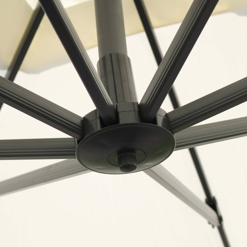 Set Sonnenschirm mit versetztem Quadratischerm Schirm (3 x 3 m) drehbar um 360° + 4 beschwerte Platten