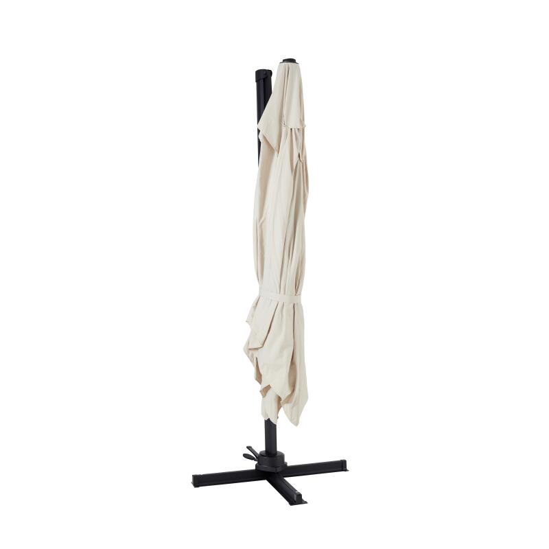 Set Sonnenschirm mit versetztem Quadratischerm Schirm (3 x 3 m) drehbar um 360° + 4 beschwerte Platten
