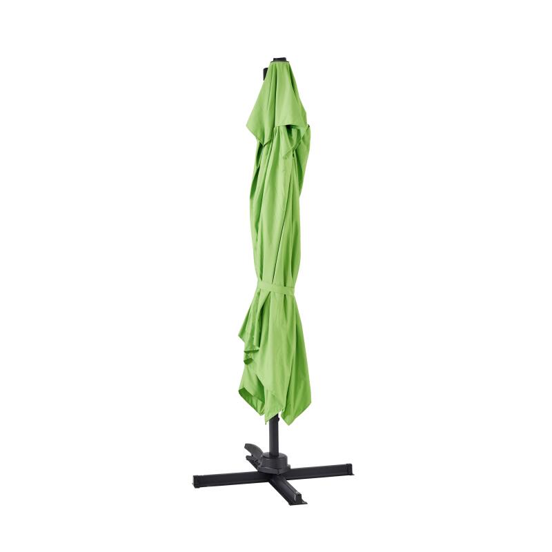 Set Sonnenschirm mit versetztem Quadratischerm Schirm (3 x 3 m) drehbar um 360° + 4 beschwerte Platten