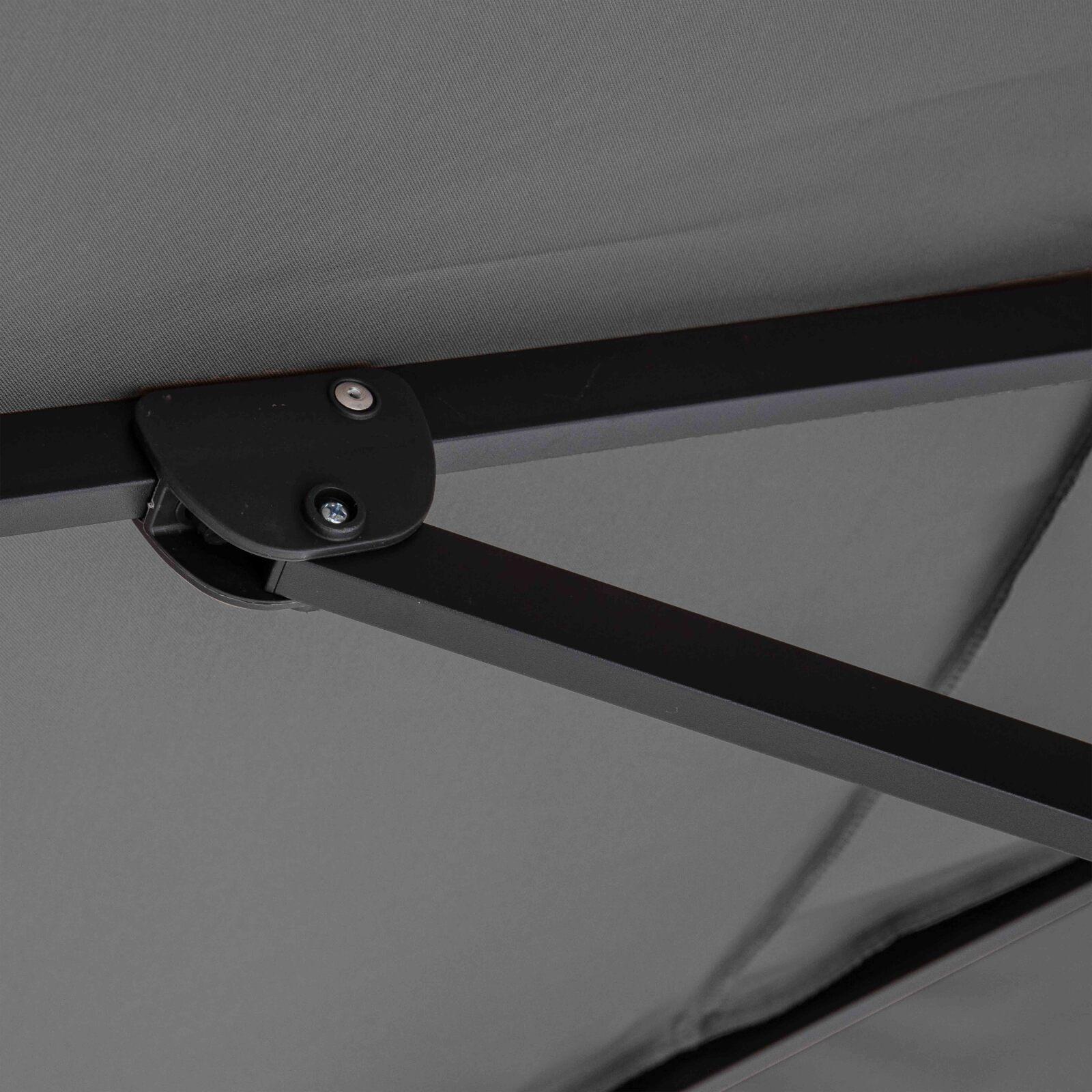 Quadratischer versetzter Sonnenschirm (3 x 3m) mit 360° Drehung + 4 befüllbare Gewichtsplatten 