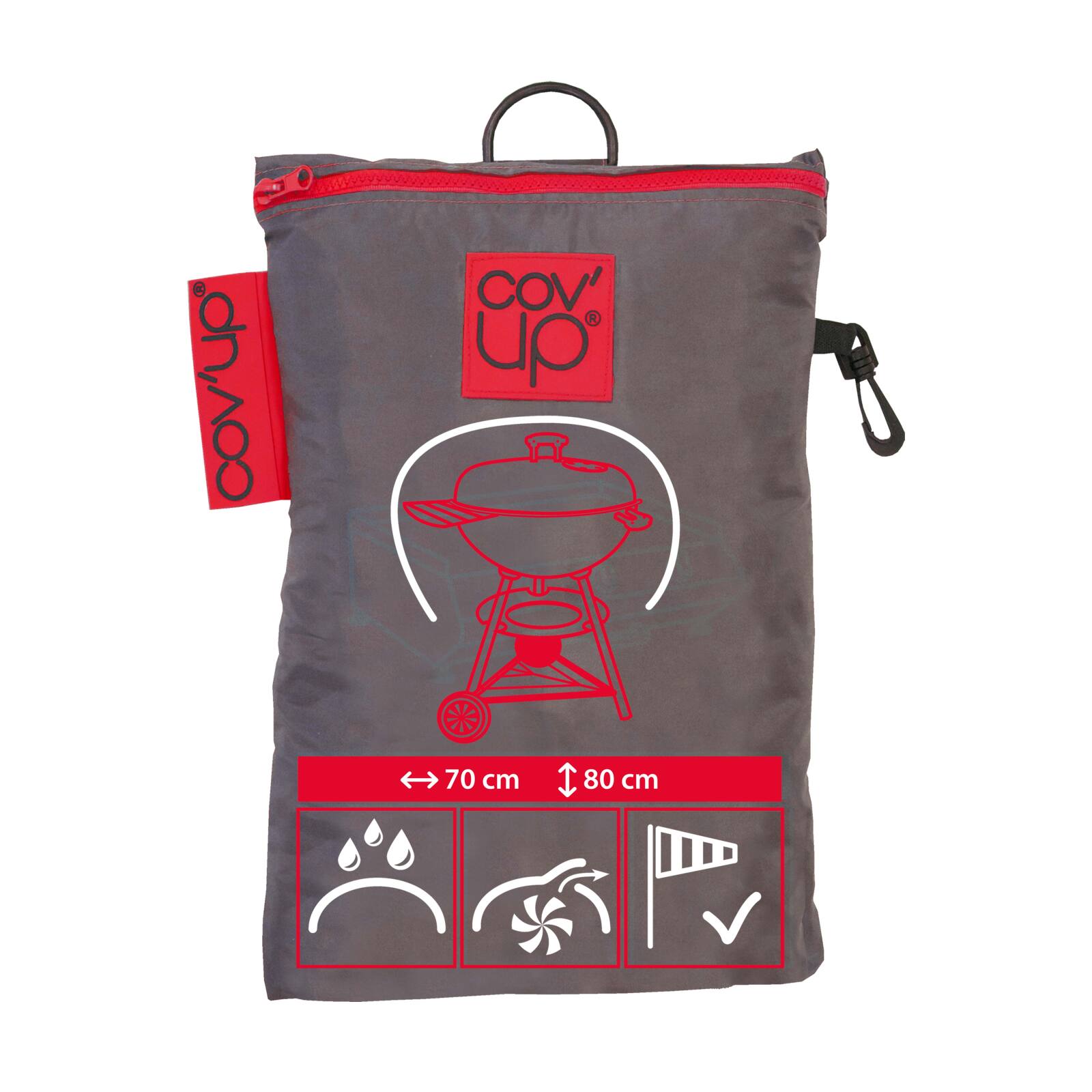 Runde Grillabdeckung Ø70 x 80 cm Grau