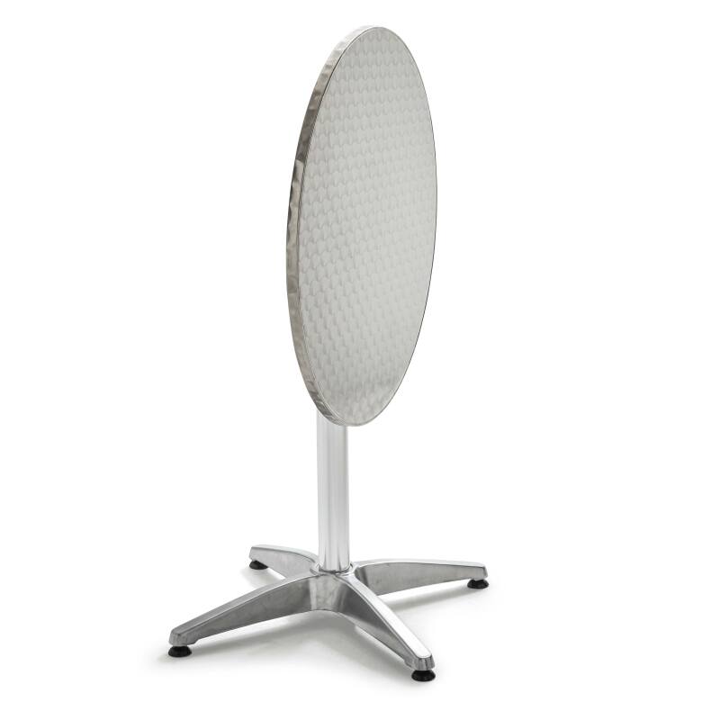 Runder Gartentisch Ø70 cm neigbar und 4 Stühle mit Armlehnen aus Aluminium und Harz  (4/7)