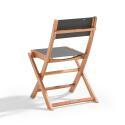 Klappbarer quadratischer Gartentisch 70 x 70 cm mit 2 klappbaren Stühlen aus FSC®-Holz und Textilene