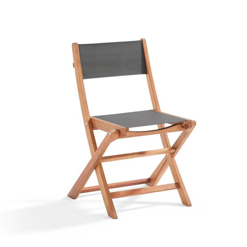 Klappbarer quadratischer Gartentisch 70 x 70 cm mit 2 klappbaren Stühlen aus FSC®-Holz und Textilene