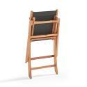 Klappbarer quadratischer Gartentisch 70 x 70 cm mit 2 klappbaren Stühlen aus FSC®-Holz und Textilene