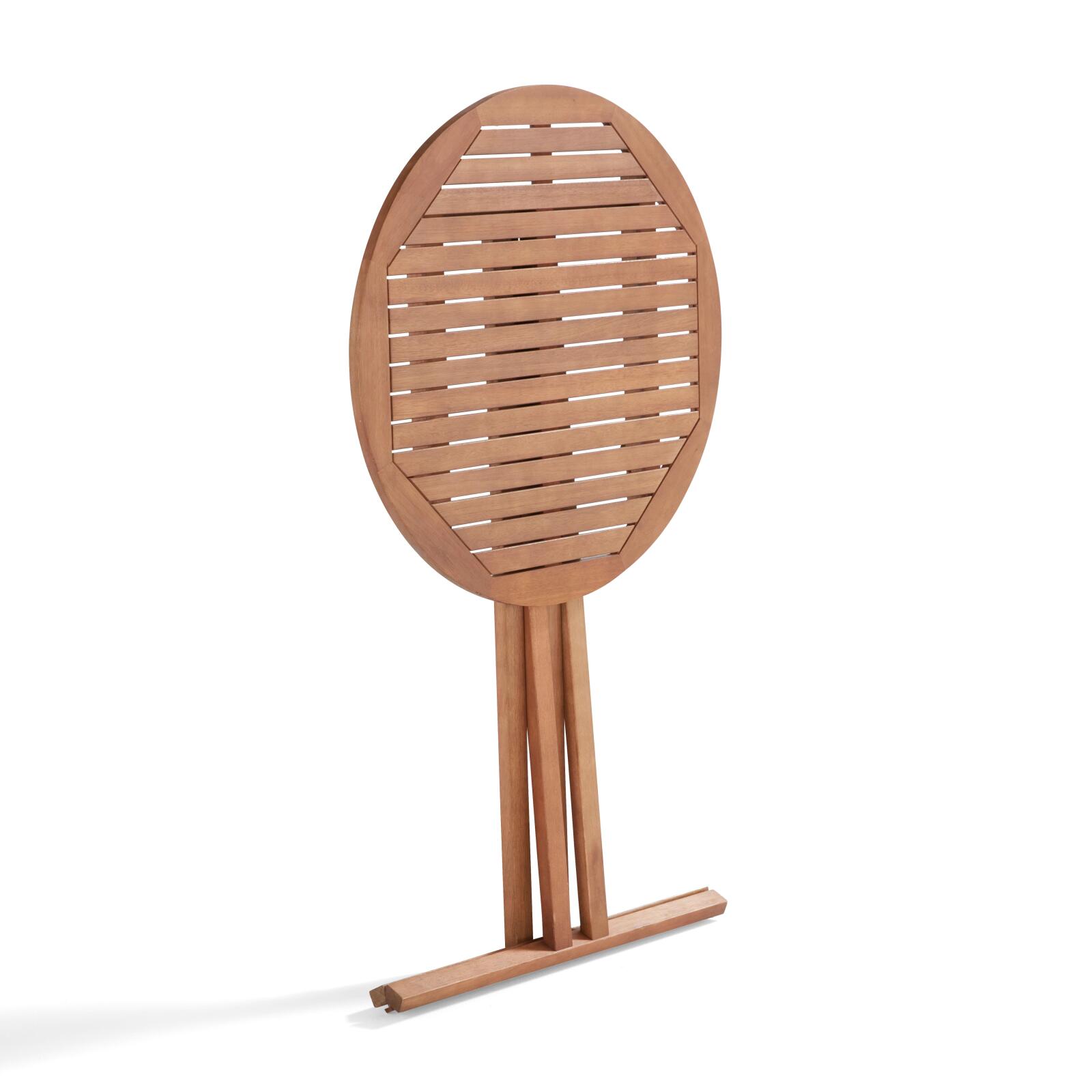 Klappbares Stehtisch-Set + 2 hohe Hocker aus FSC®-zertifiziertem Eukalyptusholz  Klappbares Stehtisch-Set + 2 hohe Hocker aus FSC®-zertifiziertem Eukalyptusholz