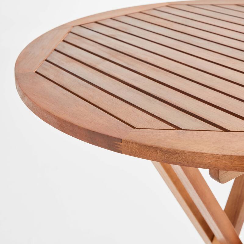 Klappbares Stehtisch-Set + 2 hohe Hocker aus FSC®-zertifiziertem Eukalyptusholz