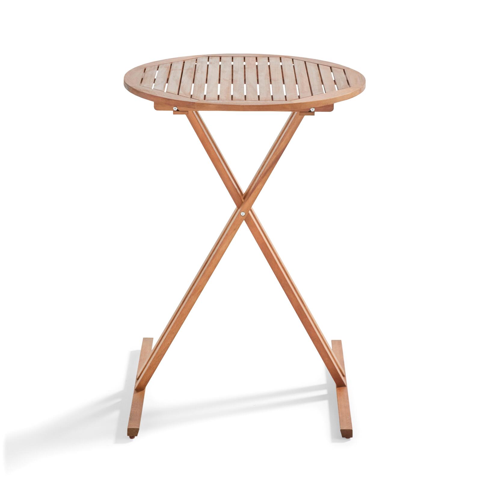 Klappbarer runder Garten-Hochtisch aus FSC®-zertifiziertem Eukalyptusholz (⌀80 x 110 cm)