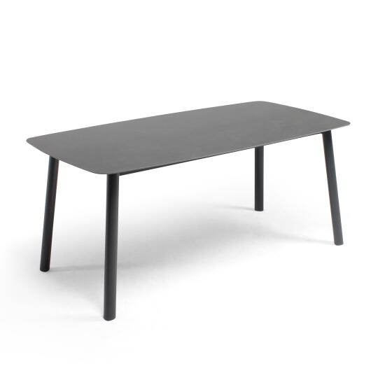 Rechteckiger Gartentisch (180 x 90 cm) aus Aluminium + gesintertem Stein