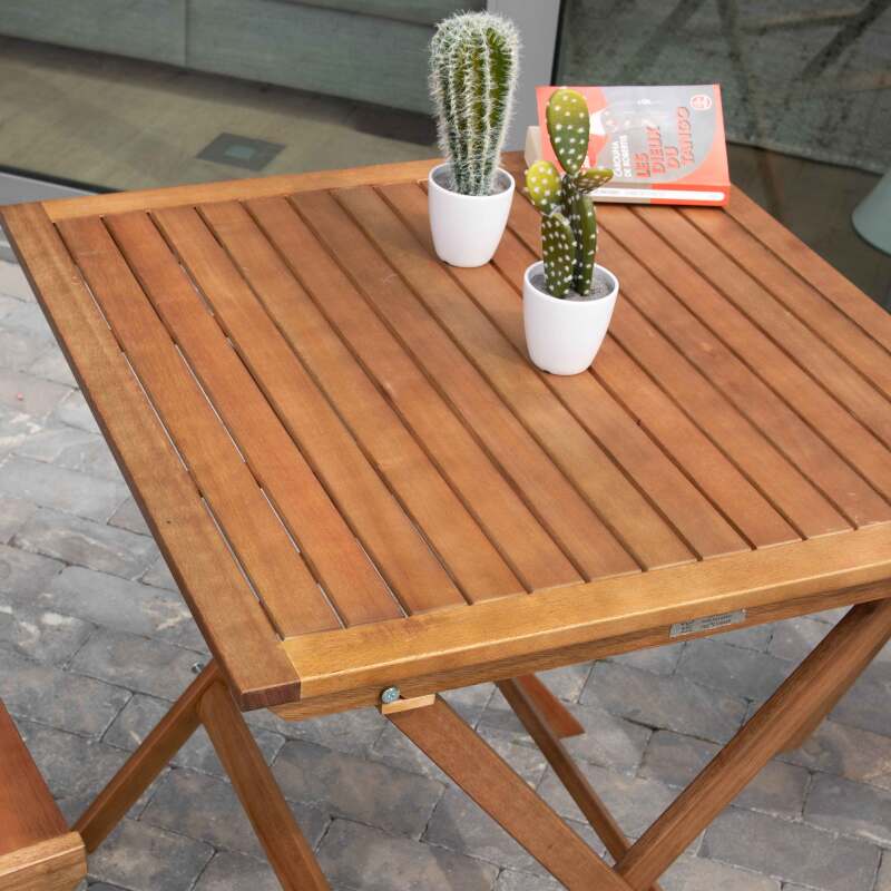 Klappbarer Bistrot-Tisch in Quadratischer Form (70x70x75) aus FSC®-zertifiziertem Eukalyptusholz  (3/5)