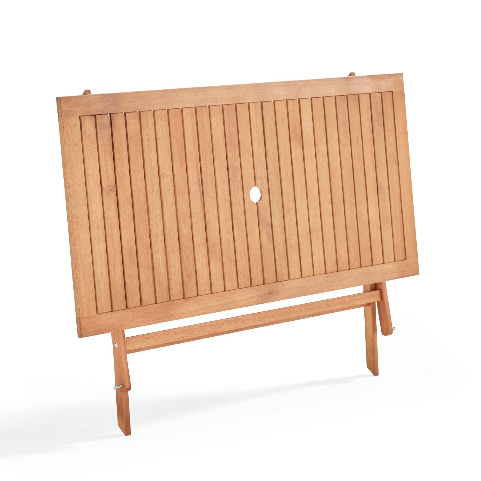 Rechteckiger klappbarer Tisch (140 x 70 x 76 cm) aus FSC®-zertifiziertem Eukalyptusholz 