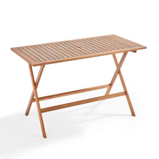 Rechteckiger klappbarer Tisch (140 x 70 x 76 cm) aus FSC®-zertifiziertem Eukalyptusholz