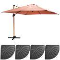Set aus Ampelschirm (3 x 3m) + 4 beschwerte Platten