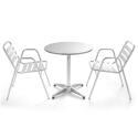 Runder Gartentisch Ø70 cm aus Aluminium mit Neigungsfunktion + 2 Stühle mit Armlehnen 
