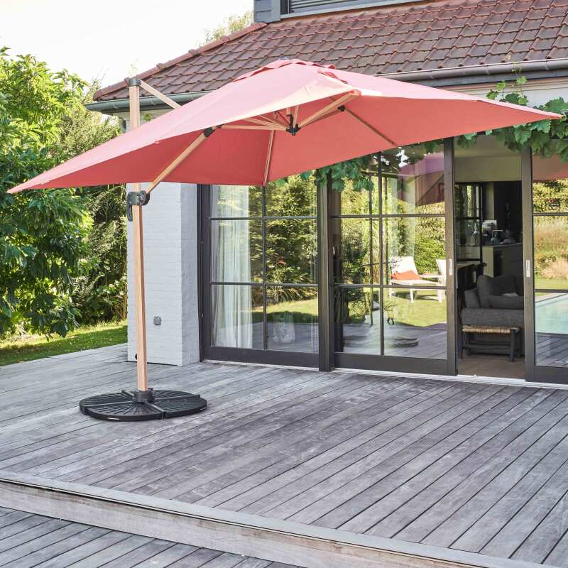 Set aus Ampelschirm (3 x 3m) + 4 beschwerte Platten