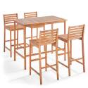 Bar-Tisch 120 x 70 cm + 4 hohe Stühle aus FSC®-zertifiziertem Eukalyptusholz 