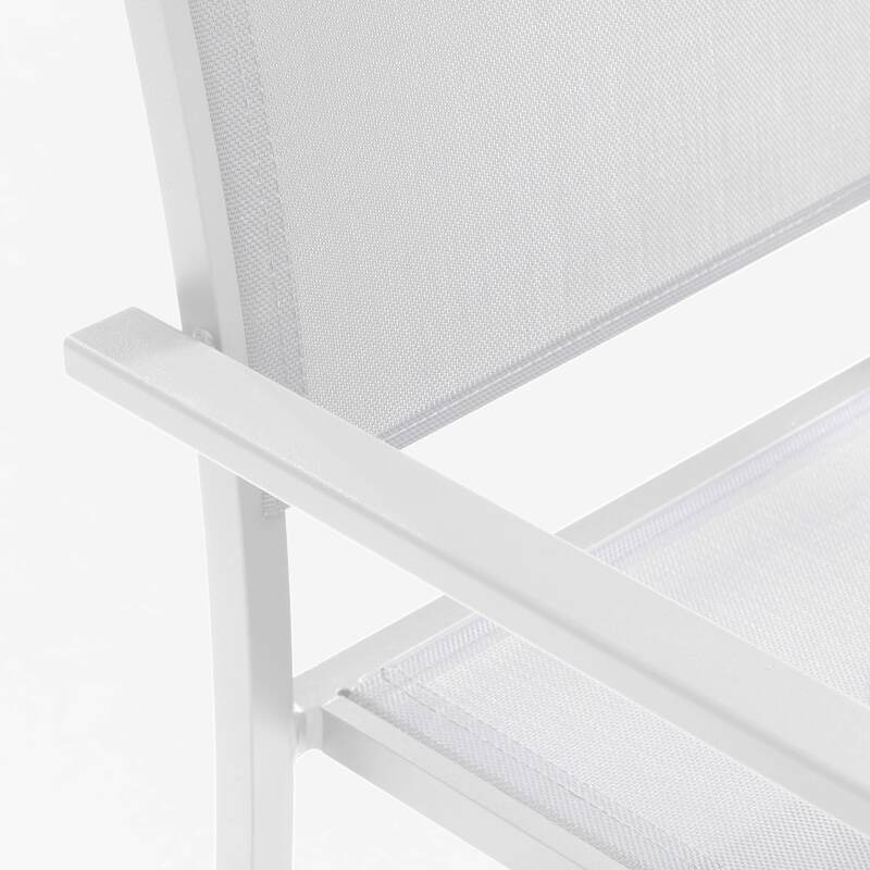 Gartentisch aus Aluminium und Stein, 180 x 90 cm, mit 6 Stühlen und 2 Stühlen mit Armlehnen 