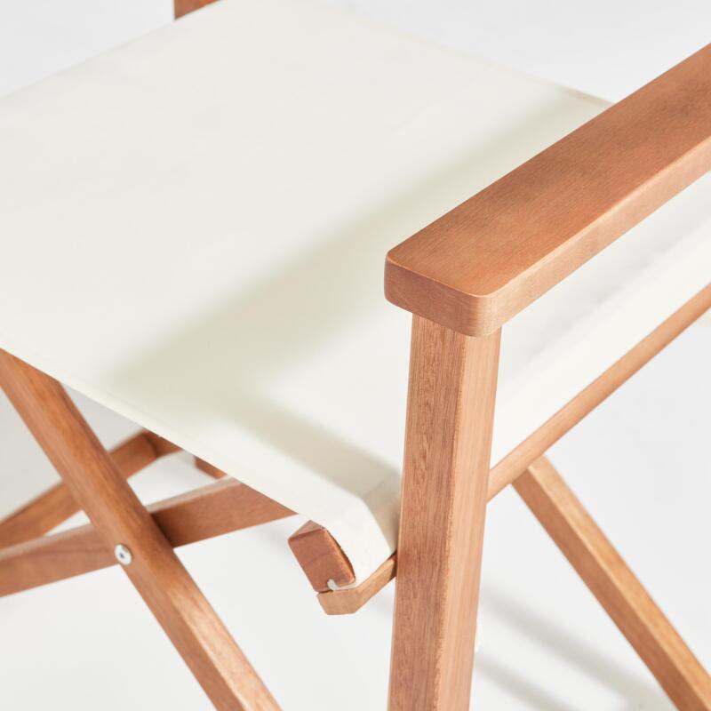 Set von 2 Klappstühlen mit Armlehnen aus FSC®-zertifiziertem Eukalyptusholz + Textilene