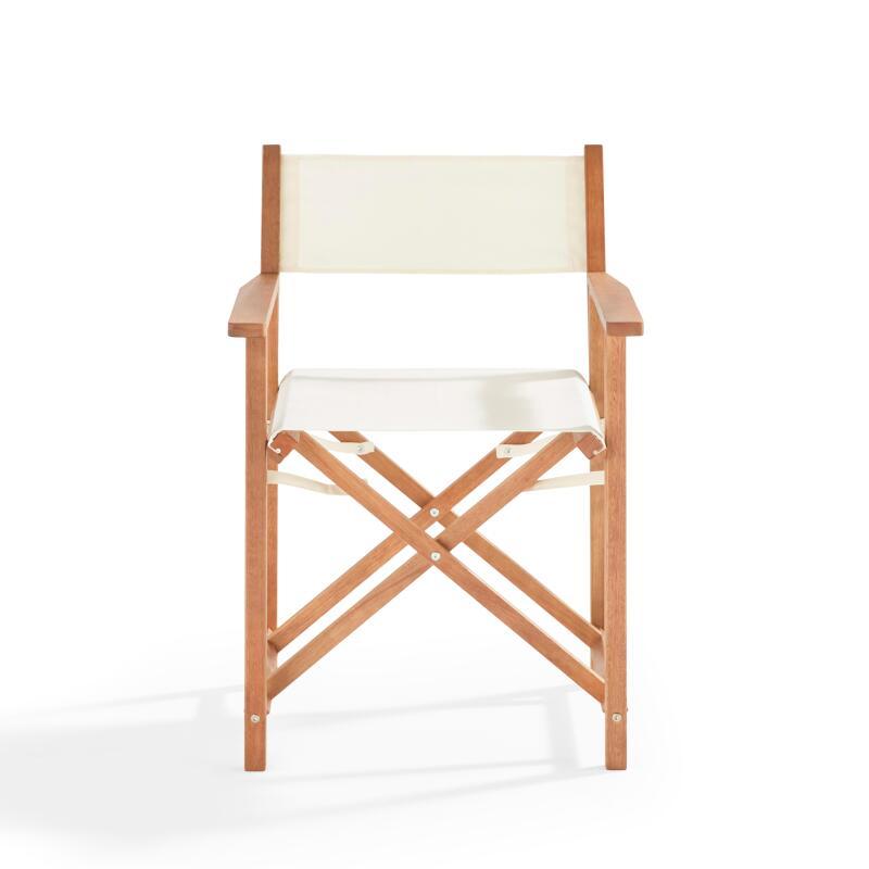 Set von 2 Klappstühlen mit Armlehnen aus FSC®-zertifiziertem Eukalyptusholz + Textilene