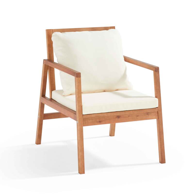 Gartenlounge-Set aus FSC®-zertifiziertem Eukalyptusholz mit 1 Sofa, 2 Sesseln und einem Couchtisch  (2/7)