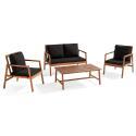 Gartenlounge-Set aus FSC®-zertifiziertem Eukalyptusholz mit 1 Sofa, 2 Sesseln und einem Couchtisch 