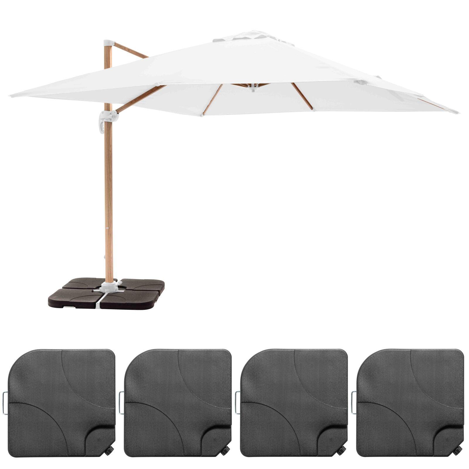 Set aus Sonnenschirm kippbar(3 x 3m) + 4 befüllbare Gewichtsplatten Set aus Sonnenschirm kippbar(3 x 3m) + 4 befüllbare Gewichtsplatten