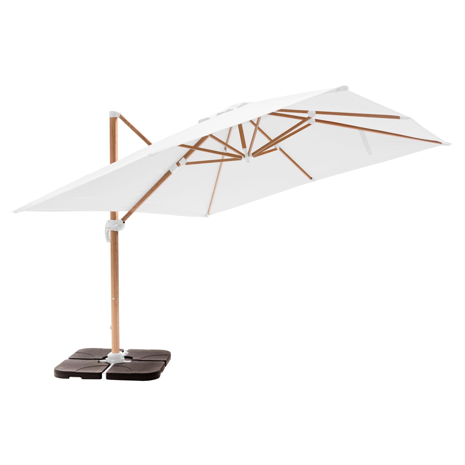 Set aus Sonnenschirm kippbar(3 x 3m) + 4 befüllbare Gewichtsplatten Set aus Sonnenschirm kippbar(3 x 3m) + 4 befüllbare Gewichtsplatten