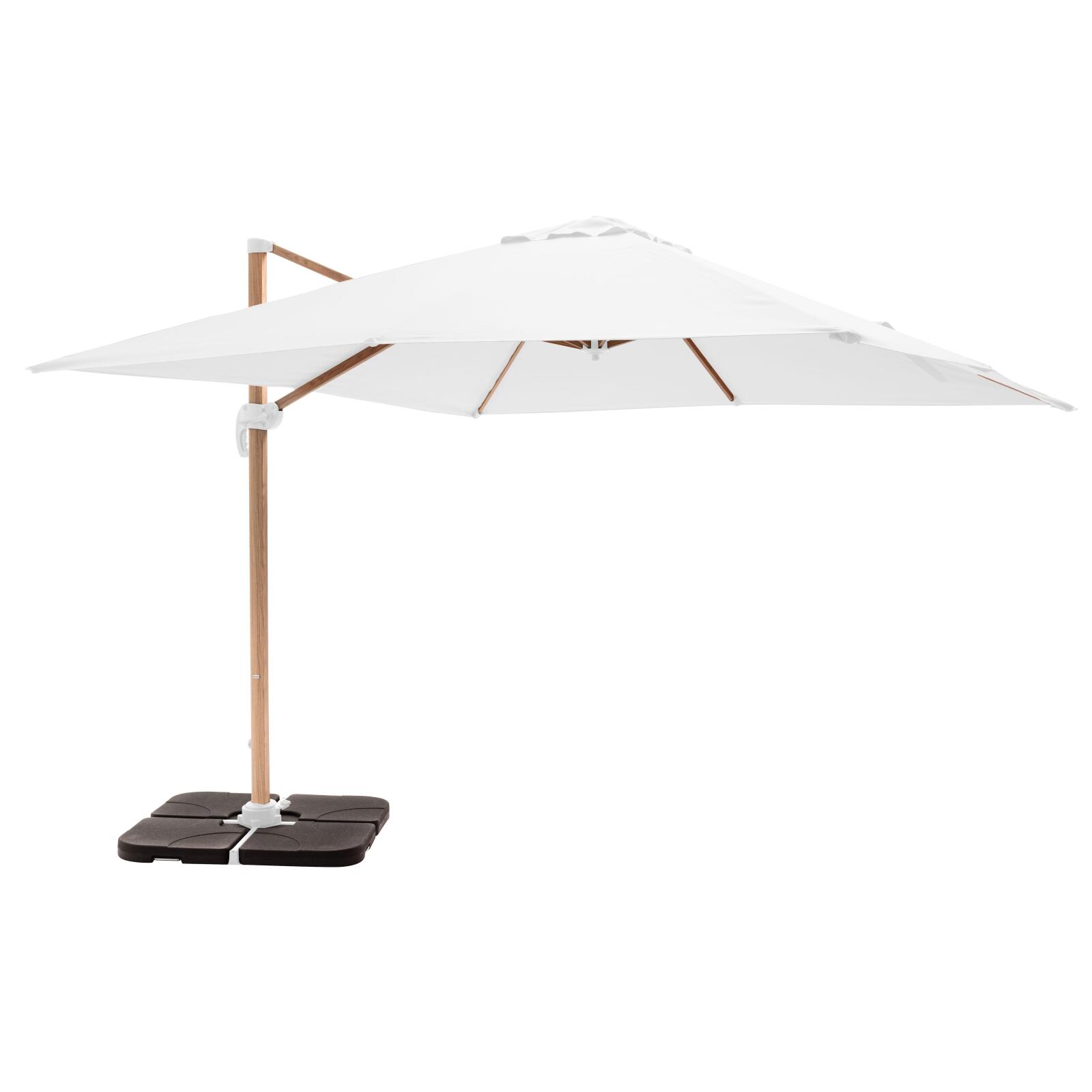 Set aus Sonnenschirm kippbar(3 x 3m) + 4 befüllbare Gewichtsplatten Set aus Sonnenschirm kippbar(3 x 3m) + 4 befüllbare Gewichtsplatten