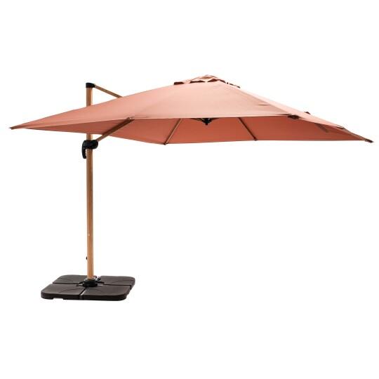 Set aus Sonnenschirm kippbar(3 x 3m) + 4 befüllbare Gewichtsplatten