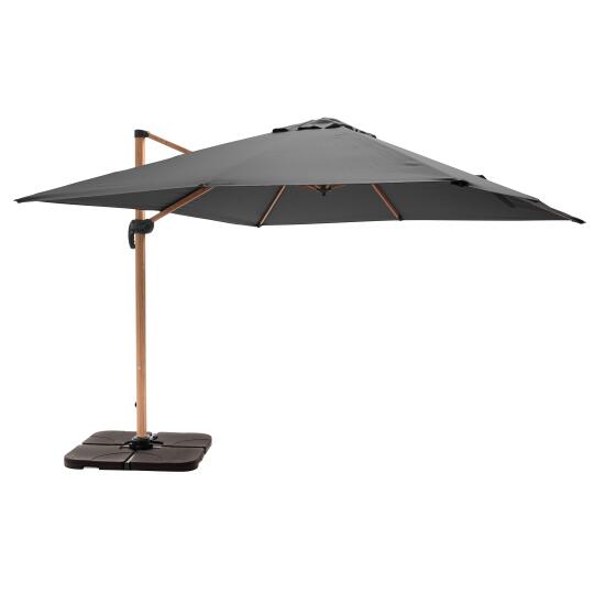 Set aus Sonnenschirm kippbar(3 x 3m) + 4 befüllbare Gewichtsplatten