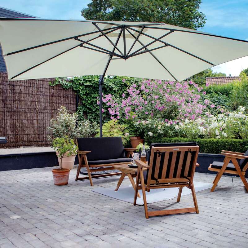 Set aus Sonnenschirm kippbar(4 x 3 m) + 4 beschwerte Platten