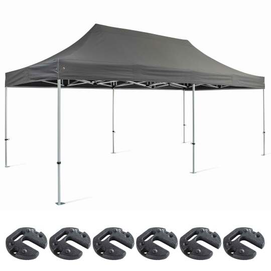 Faltpavillon-Set 3x6m 300g/m² 40mm und 6 Gewichtssteine | Oviala