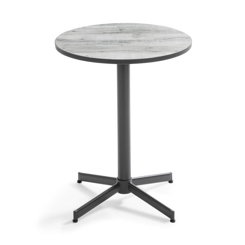 Runder Gartentisch ⌀60 x 72 cm mit Keramikplatte und 2 Metallstühlen