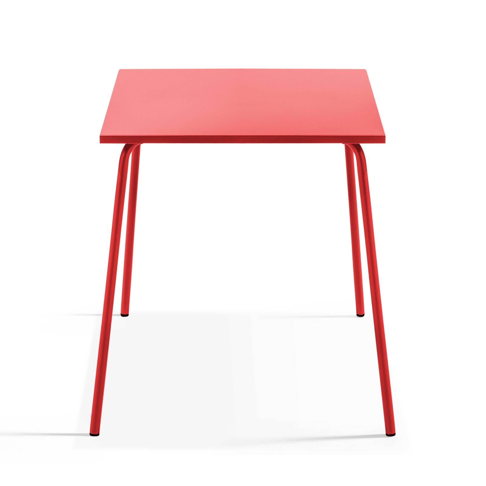 Quadratischer Gartentisch 70 x 70 cm und 4 Metallstühle 