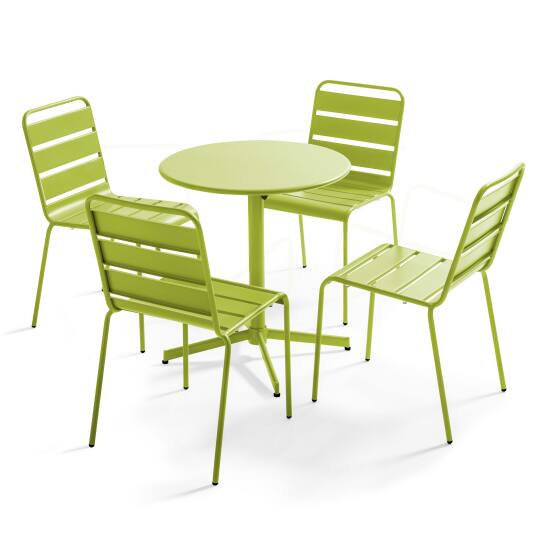 Runder neigbarer Gartentisch Ø70 x 72 cm + 4 Stühle