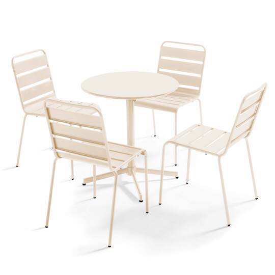 Runder neigbarer Gartentisch Ø70 x 72 cm + 4 Stühle