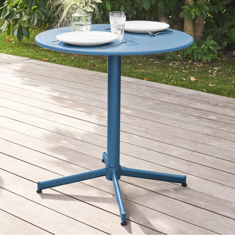 Runder neigbarer Gartentisch Ø70 x 72 cm + 4 Stühle  (2/6)