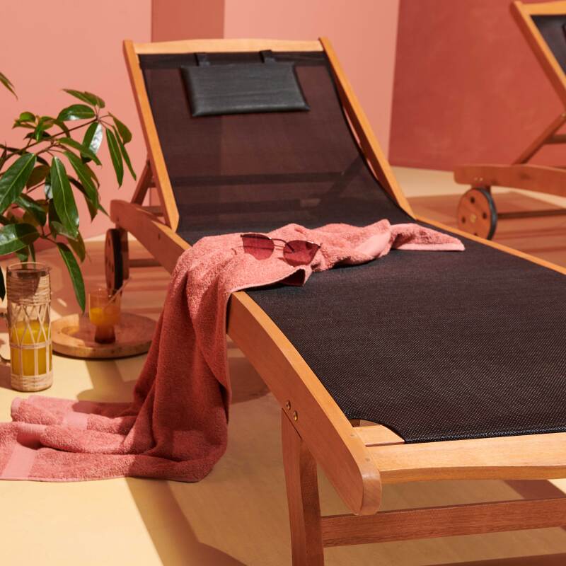 Set aus 2 FSC®-zertifizierten, verstellbaren Sonnenliegestühlen aus Holz mit Rollen  (4/6)