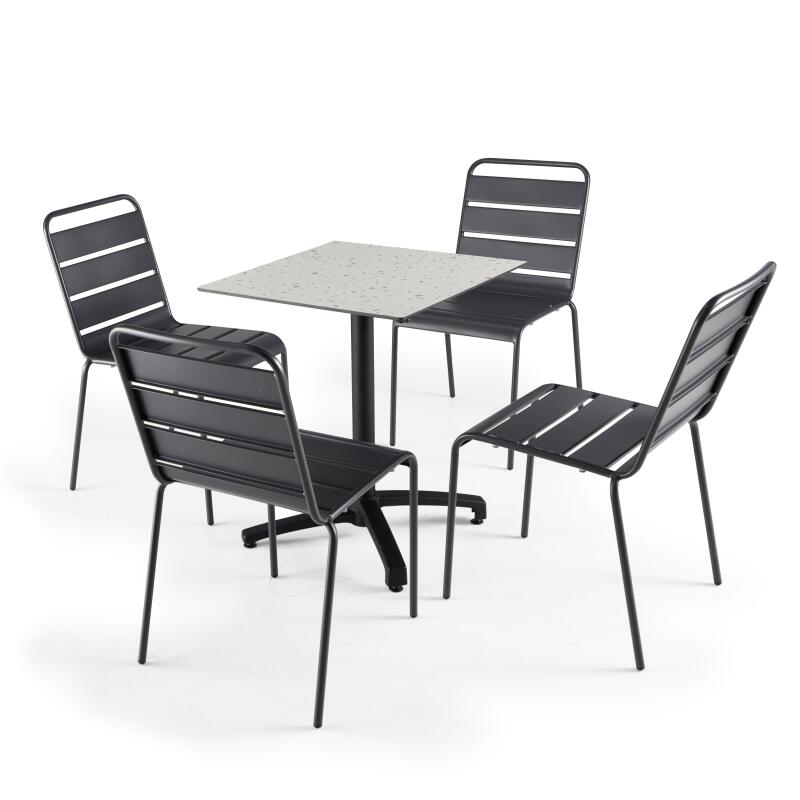 Quadratischer Gartentisch 60 x 60 cm mit neigbarer HPL-Oberfläche  (6/7)